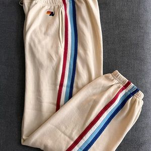 COPY - Aviator Nation Rare Collab All Star NBA Sweatpants 5 Stripe Red White Bl…